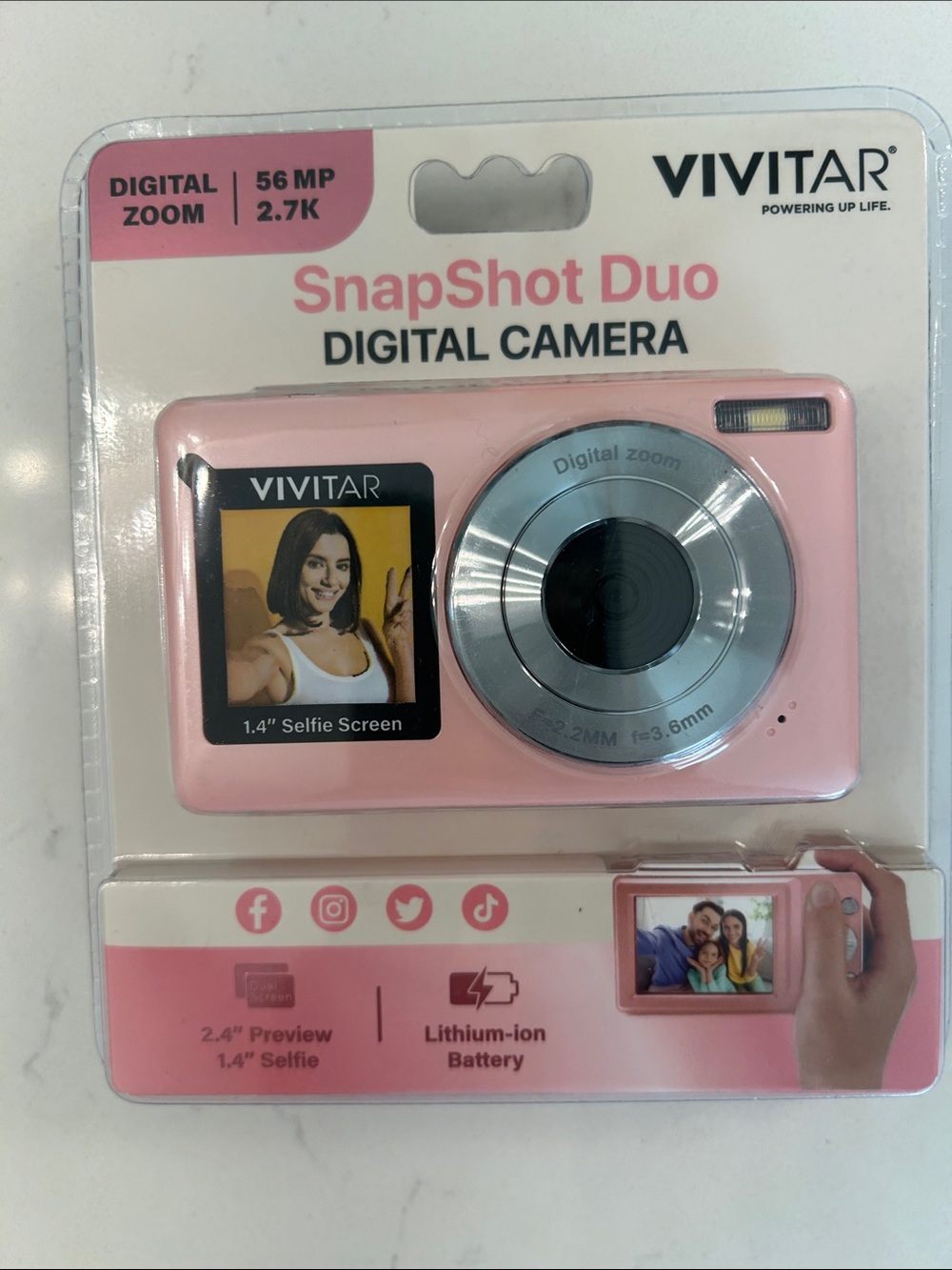 Vivitar SnapShot Duo Pink Digital Camera with Selfie Screen